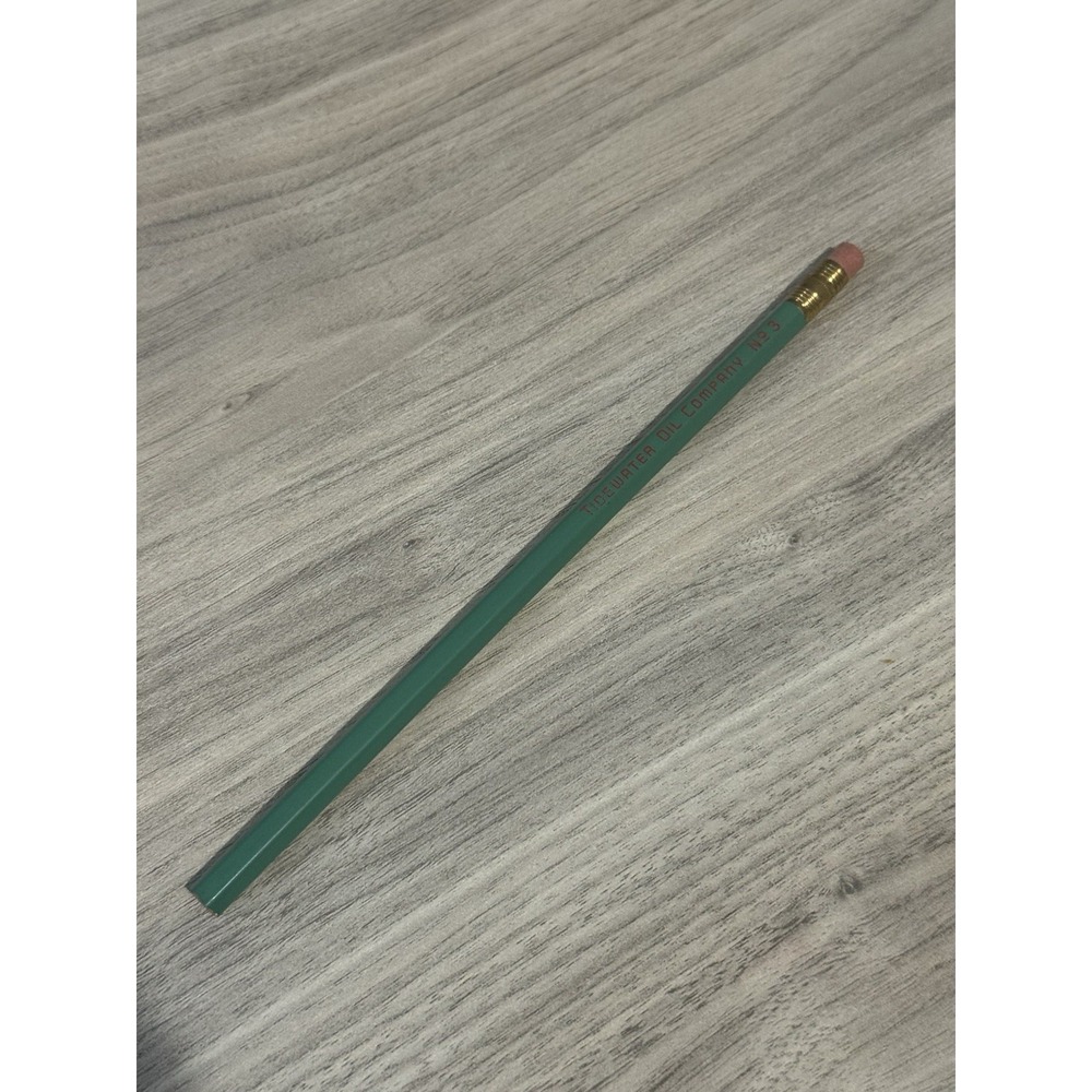Vtg No3 Green Pencil TIDEWATER OIL Collectibles USA Red‎ Letters